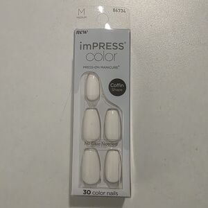 imPRESS Coffin Shape Press-On Nails - White